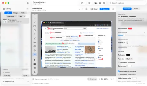 Numbers with connected comments